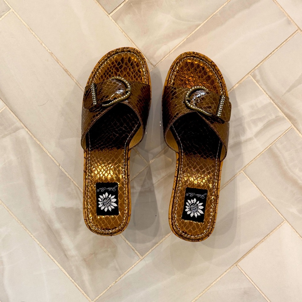 Yellow Box Metallic Bronze Slide Sandals